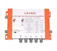 Annadue Amplificatore di Distribuzione, 1 Ingresso, 4 Uscite, Guadagno 45 Db, Rumore Ultra Basso 4 Db con Filtro 5G LTE e IRS in Cascata, per di Cavo Antenna TV, Disp (Spina Europea)