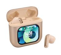 Annadue Auricolari Wireless, Design Semi, con Custodia di Ricarica Sensibile Al Tocco, Bluetooth 5.3, 30 Ore, Cancellazione Attiva del Rumore per gli Allenamenti, Supporto (GOLD)