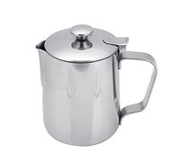 Annadue Brocca per Schiuma di Latte per caffè in Acciaio Inossidabile con Coperchio, Tazza per Latte Art da 1000 Ml, Tazza per Schiuma di per, in Acciaio Inossidabile per caffè Cappuccino (350ML)