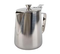 Annadue Brocca per Schiuma di Latte per caffè in Acciaio Inossidabile con Coperchio, Tazza per Latte Art da 1000 Ml, Tazza per Schiuma di per, in Acciaio Inossidabile per caffè Cappuccino (1000 ml)