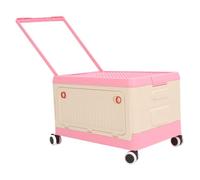 Annadue Cestino Portaoggetti per Giocattoli con Coperchio e Ruote, Grande Contenitore Portagiocattoli con Ruote, Organizer con Mattoncini per Bambini per la Camera da Letto dei Bambini (PINK)