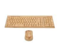 Annadue Combinazione di Tastiera e Mouse Wireless, Set di Tastiera e Mouse Wireless Ergonomici Realizzati a Mano in bambù Completo con Ricevitore USB per Computer PC Desktop