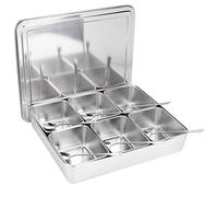 Annadue Contenitore per Condimenti in Acciaio Inossidabile a 6 Griglie con Set di Accessori da con Cucchiai, Supporto per Sale, e Zucchero per Cuochi Domestici