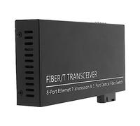 Annadue Convertitore Multimediale in Fibra SC Monomodale Ethernet, da 10/100Base-Tx a 100Base-FX, 1 Porta Ottica 8 Porta Elettrica, Ricetrasmettitore in Fibra Tx1310nm