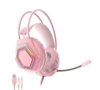 Annadue Cuffie da Gioco Cablate con Audio Surround 7.1 per PC (PINK) | L'audio surround 7.1 con driver da 50 mm offre un posizionamento preciso dei passi del nemico;filtri microfonici con