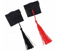 Annadue Fermagli per Capelli per Berretto da Laurea, 2 Mini Forcine per Cappello da Dottore, Fermagli per Capelli con Nappe Rosse Nere per la Cerimonia di Laurea, Festa, Foto Prop