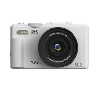 Annadue Fotocamera Digitale, Fotocamera per Vlog con Messa a Fuoco Automatica 5K da 75 Megapixel, Zoom 18x, Resistente All'acqua e Alla Polvere, con Schermo Ruotabile a 180° da 3 (WHITE)