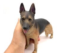 Annadue German Shepherd Dog Figurina Solida Resistente da Scrivania | Modello da collezione realistico, base stabile, vernice per pelliccia naturale, decorazione per scaffale, regalo per gli