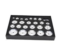 Annadue Kit di Stampi per Pressatura della Cassa dell'orologio 25 Pezzi Stampi per Orologi a Farfalla Rotondi e Piatti in Alluminio per la Riparazione e la manutenzione. Chiusura Universale della