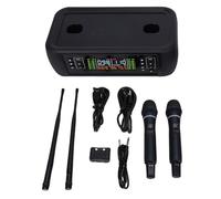 Annadue Kit Microfono Wireless, Microfoni Metallici Doppi Portatili con Suono Chiaro e Connessione Stabile, per Karaoke, Matrimoni, Spettacoli Sul Palco