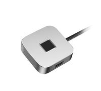 Annadue Lettore di Impronte Digitali USB, Scanner di Impronte Digitali Biometrico a Corrispondenza Rapida da 360 Gradi con Cavo di Prolunga da 1,5 M per PC Desktop (SILVER)