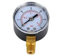 Annadue Manometro 1/8"BSPT 0-60psi 0-4bar Montaggio Inferiore Meccanico a Doppia Scala per Aria Olio Acqua, Cassa in Metallo Quadrante Trasparente (0-30 psi, 0-2 bar)