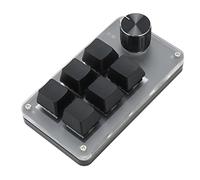 Annadue Mini Tastiera da Gioco, Tastiera Meccanica a Una Mano a 6 Tasti con Manopola e Luce RGB, Tastiera Programmabile Fai-da-Te Cablata USB C per Dos, per Windows, Linux, OS X, per