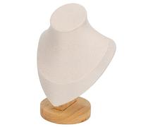 Annadue Portacollane in Flanella di Legno Articolo Aziendale per Rivenditori di Gioielli, Base Robusta, Espositore da Bancone in Vetro, 5,7 X 3,5 X 8,1 Pollici, Beige (Beige)