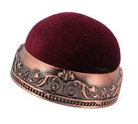 Annadue Puntaspilli Vintage, Base in Metallo Morbido Elastico a Forma di Mezza Sfera, Cuscino Ad Aghi retrò per Cucito, Quilting, Artigianato, Ricamo (Tipo rosso con base in bronzo rosso)