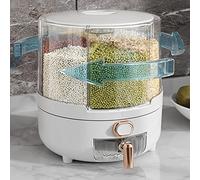 Annadue Scatola Dispenser per Cereali Rotante a 360 Gradi, Contenitore da per Chicchi di Riso, Dispenser per Alimenti in Plastica, Contenitore per Cereali da Bancone (M)