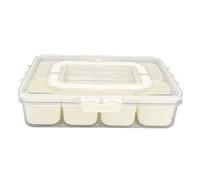 Annadue Scatola Snack Trasparente con 8 Scomparti, Coperchio e Maniglia | Quattro anelli di chiusura, snack da viaggio, chiusura per congelatore, pratica impugnatura per il trasporto, set di