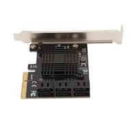 Annadue Scheda di Espansione PCIE 3.0 a 6 Porte, Scheda di Espansione PCI Express 2.0 X4 da 6,0 Gbps da Gen3 a 6 X 3.0, per SSD/HDD da 2,5 Pollici, HDD da 3,5 Pollici, unità da 5,25