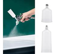 Annadue Set di 2 Tazze di Vernice Spray in Plastica per Pistola a Spruzzo con Alimentazione a gravità, Tazza per Aerografo con Connettore Filettato, Tazza di Vernice di Ricambio di Grande capacità per