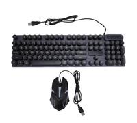 Annadue Set Tastiera e Mouse con Tasti Rotondi, Bundle Tastiera e Mouse da Gioco Retroilluminati in Stile Punk retrò, 1600 DPI, Plug and Play, Design Impermeabile, per Lavori di G (Set punk nero D500)