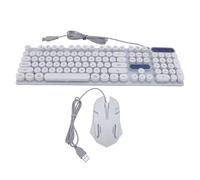 Annadue Set Tastiera e Mouse con Tasti Rotondi, Bundle Tastiera e Mouse da Gioco Retroilluminati in Stile Punk retrò, 1600 DPI, Plug and Play, Design Impermeabile, per Lavori di G (Set punk bianco
