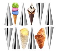 Annadue Stampi per Corno di Crema in Acciaio Inossidabile da 16 Pezzi, Forme di Cono di Pasticceria da Dessert Ripiene, Strumenti di Cottura in Metallo per Ripieno di Pasticceria Fai-da-te (Colore