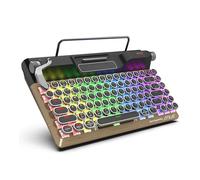 Annadue Tastiera Meccanica retrò per Macchina da Scrivere, 84 Tasti Wireless Bluetooth 5.0, Retroilluminazione RGB, Interruttori Blu, Sostituibile a Caldo, con Poggiapolsi in