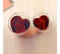 Annadue Tazza in Vetro a Doppia Parete a Forma di Cuore, Tazza da tè Resistente Al Calore da 180 Ml 240 Ml per caffè, in Vetro Trasparente Isolata per Bevande Calde (B)