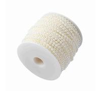 Annadue Tenda per Perline Artificiali da 40 M/rotolo da 4 Mm, Decorazioni per Ornamenti Fai da Te, Fili di Perline per Decorazioni per Feste di Festival di Nozze Bianche (Beige)