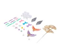 Annadue Under The Sea Cake Decor Set 42 Pezzi Toppers Torta Oceano Conchiglie Stelle Marine Code di Pesce Resina Alghe Decorazioni per Torte in Plastica per Sirena Compleanno Baby Shower Forniture
