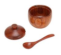 Annadue Vaso per Spezie in Legno, Barattolo per Condimenti in Legno con Cucchiaio e Coperchio, Scatola per Sale e per Bancone della, Zuccheriera per Uso Quotidiano, Contenitore per Condimenti per