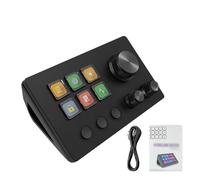 Annadue Visual Stream Controller con 6 Tasti Personalizzabili, 3 Pulsanti e 3 Manopole per Creatori di Contenuti Tastiere di Scelta Rapida per Giochi (BLACK)