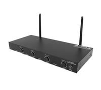 Annadue Wireless Quad Channel nel di Monitoraggio Auricolare, Frequenza Selezionabile della Banda VHF UHF da 800MHz con Ricevitore a 4 Pacchetti in Vita e 4 (Spina degli Stati Uniti)