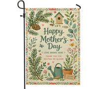 Annaffiatoio bandiera da giardino, casetta per uccelli rustica primaverile pigna per festa della mamma, verde, double face, bandiere decorative per esterni, portico, prato, patio, terrazza, 30,5 x