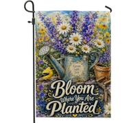 Annaffiatoio bandiera da giardino, crisantemo rustico lavanda primavera blu juta decorativa su entrambi i lati per esterni patio prato portico ingresso campeggio 30,5 x 45,7 cm