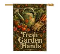 Annaffiatoio per la casa, rustica vintage pomodori guanti verde primavera double face decorativo esterno portico bandiere per esterni patio cortile prato ingresso balcone 71 x 101 cm