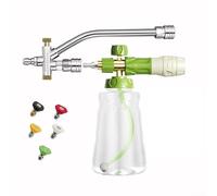 Annaffiatoio portatile in schiuma da 1000 ml, con doppio connettore e valvola a due vie, compatibile con idropulitrici e sabbiatrici in schiuma, per la pulizia di auto e moto (1 set)