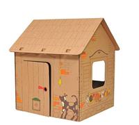 AnnaHouse Casetta di cartone marrone creativa con bellissimi animali e grande tetto per dipingere con matite, matite colorate, gouache, dita, per fai da te, grande, 3 anni