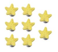 Annakideya Confezione da 8 pomelli in ceramica a forma di stella marina gialla con base in lega di zinco per armadietti e armadi