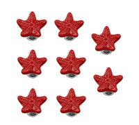 Annakideya Confezione da 8 pomelli in ceramica rossa a forma di stella marina con base in lega di zinco per armadietti e armadi