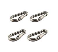 Annakideya Moschettone M10 in acciaio inox 304 con fibbia a molla femminile adatto per portachiavi, campeggio, escursionismo, pesca, zaino in spalla, confezione da 4 pezzi
