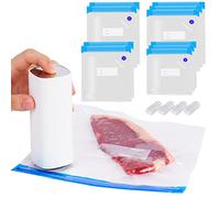 Annalocker 10pcs Set di Sacchetti sottovuoto Sacchetti sottovuoto riutilizzabili 1 Pompa elettrica, Sacchetti con Cerniera sottovuoto per la conservazione degli Alimenti, 4 Clip di Chiusura