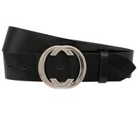 AnnaMatoni Cintura da donna in morbida pelle bovina, spessore 3 mm, con chiusura alla moda, in argento, larghezza 4 cm, in vera pelle (nero 790, TW90-105 cm di lunghezza totale), Nero 790, TW90 -
