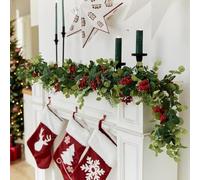 Anna's Whimsy Corona Di Natale, Ghirlande Di Pino Artificiale, Ghirlanda Di Eucalipto, Ghirlanda Con Bacca Rossa, Ghirlanda Natalizia, Per I Festival, L'inverno (192 cm)