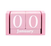 ANNASAMDO Calendario permanente da tavolo in legno, calendario perpetuo, dadi, calendario da tavolo, in legno, per scrivania, ufficio o casa (rosa)
