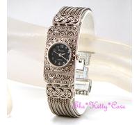 Annata Argento e Nero Vittoriano Barocco Art Deco Reggenza Marcasite Orologio