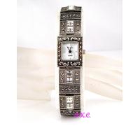 Annata Stile Genuino Marcasite & Semiprezioso Gems Cristallo Bracciale Orologio