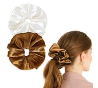 Annauiy 2 elastici per capelli XL in raso, da donna, diametro 19 cm