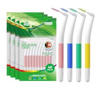 Annauiy Scovolini Dentali Angolo 90°a Forma di L,Misto, 40 Pezzi,Per Gap di 0,6/0,7/0,8/1,0-1,2 mm,Pulizia dei Denti e Rimozione Della Placca
