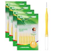 Annauiy Spazzole interdentali, 40 pezzi, spazzole interdentali riutilizzabili, 0,4 mm, a forma di I, ispessite, manico allungato, confezione da viaggio, per persone con spazi stretti